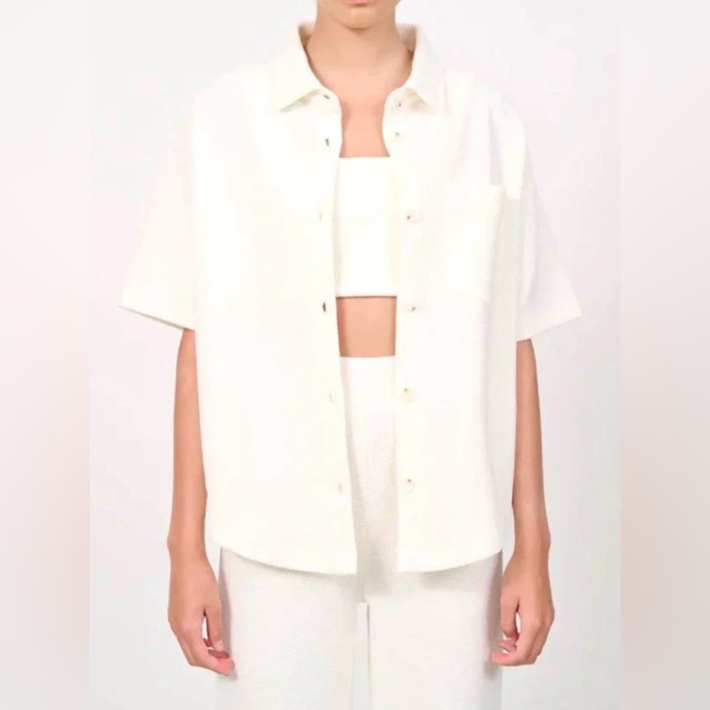 Lune Active moon structured boxy blouse marsh mellow cream oversized waffle XL